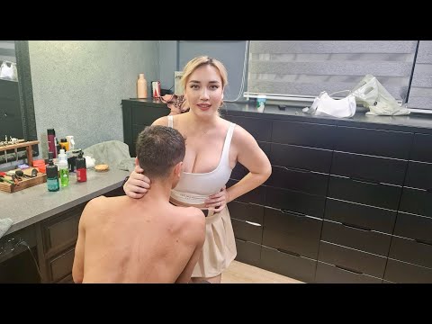 💈RUSSIAN FEMALE BARBER ANASTASIA’s ASMR SERVICE | HAIR WASH, MASSAGE, BACK SCRATCHING FOR RELAXATION