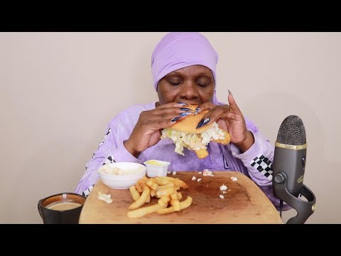 PEPPER JACK COLESLAW FISH SANDWICH ASMR EATING SOUNDS