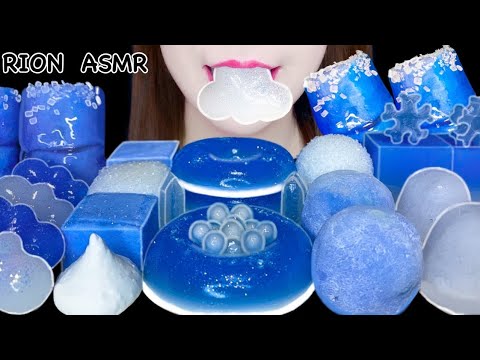 【ASMR】【咀嚼音 】BLUE DESSERTS MARSHMALLOW BOBA DONUTSJELLY MUKBANG 먹방 食べる音 EATINGSOUNDS NOTALKING