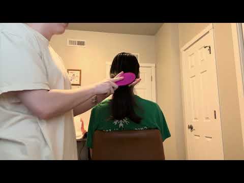 ASMR Hair Play - brushing, scalp oiling, no talking
