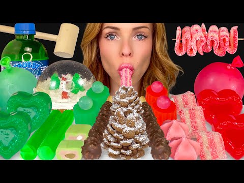 ASMR MUKBANG, Christmas Food, Pinecone Cookie, Snow Globe, Chocolate Covered Pretzels Dessert 먹방