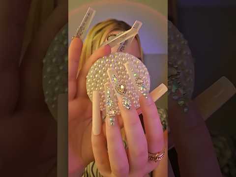 asmr pearl coaster scratching w XXL nails 💅