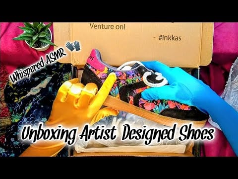 Satin Gloves Unbox Artist-Designed Shoes 🧤👟🧤 Whispered ASMR ♥️
