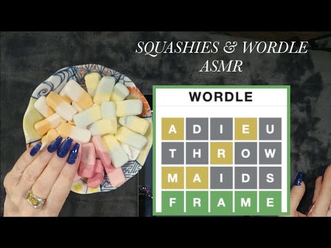 ASMR Eating Squashies & WORDLE Game Play on iPad | Whispered