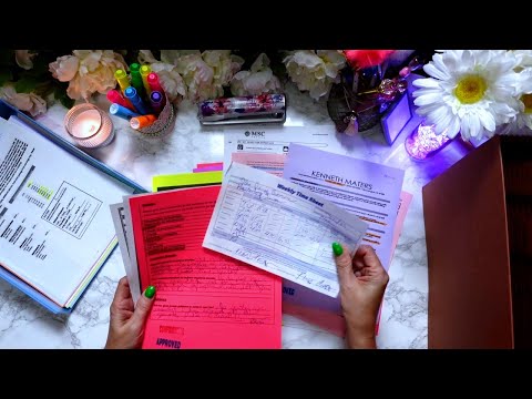 ASMR: Sorting/Organizing/Filing of Office Paperwork | Stapling | No Talking