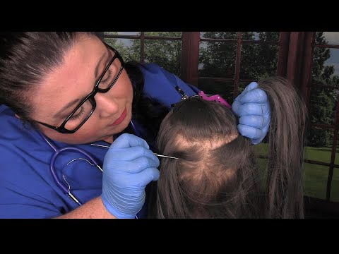 ASMR Scalp Check and Treatment for Menopause (Scalp Massage, Hair Pulling,  Whispering) Medical RP