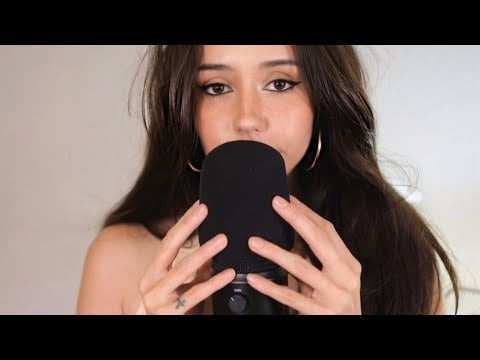 ASMR Up Close & Slow Mic Scratching, light Pumping & Swirls, Glasses tap 🌙 Visual Intro