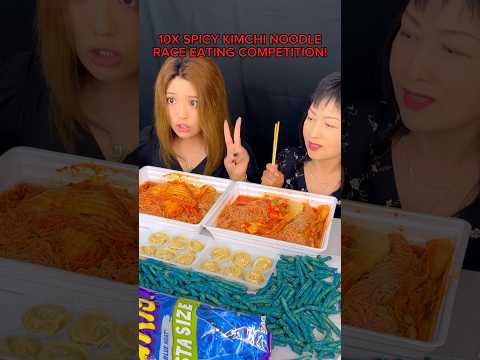 10x spicy kimchi noodle race! #food #eating #mukbang