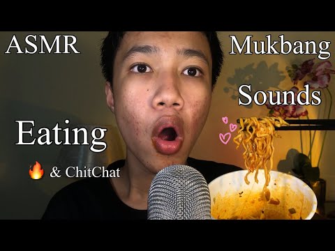 ASMR- Spicy Fire Noodles (Eating Sounds, ChitChat)