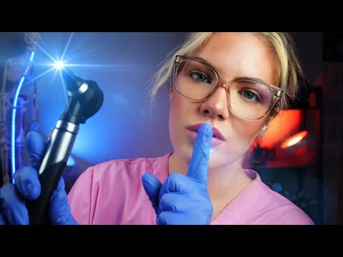 ASMR Inaudible Otoscope Exam | Up Close Ear-to-Ear Whispers, Deep Binaural Tingles, Dimmed Light