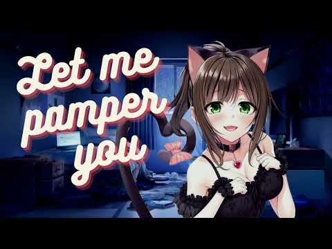30 minutes of cat girl ASMR | (F4A) [ear cleaning] [ear massaging] [brushing] [whispers] [sleep aid]