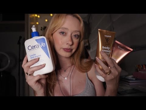ASMR - Mostrando meus cremes corporais | tapping 