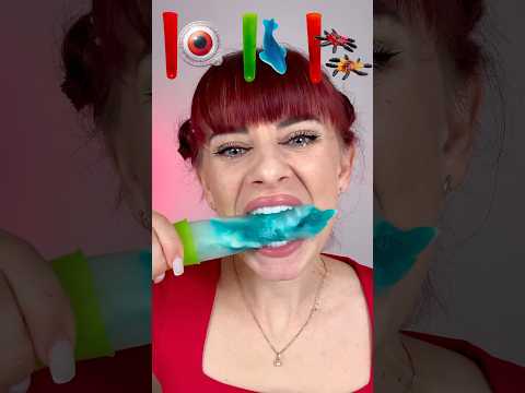 ASMR Frozen Gummy Eyeballs, Jelly Sharks #shorts