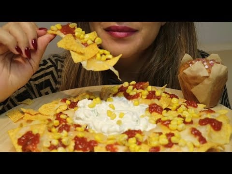 ASMR CHEESY CHILI NACHOS PLATTER MUKBANG no talking CREMA ASMR #asmr #mukbang #nachos #eatingsounds