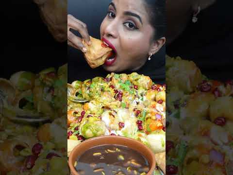 ASMR Eating Spicy Pani Puri,Aloo Street Samosa,Egg Indian Street Food ASMR Eating Mukbang Challenge