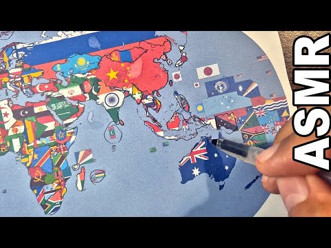 ASMR: Guessing & Tracing World Countries 🌍 by Their Flag  (Whispered Map Tracing)