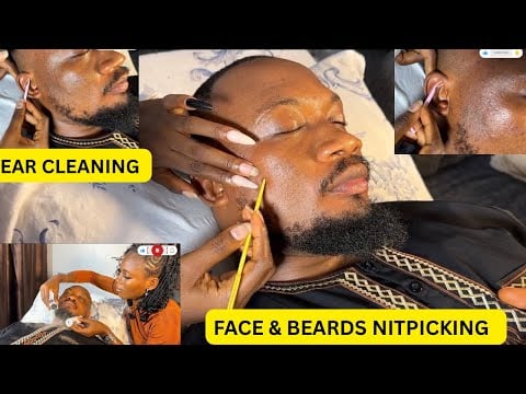 ASMR Attentive ingrown hair pulling from beard,full face nitpicking,face and ear massage,GOOD SLEEP