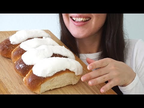 ASMR Eating Sounds: Iced Coconut Finger Buns (No Talking)