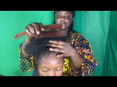 ASMR ✨gentle natural hair parting and combing with gum cracking sound, asmr triggers