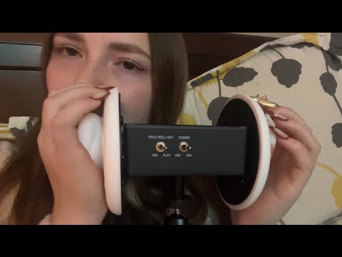 ASMR 3Dio inaudible whispers, mouthsounds, SK, omnom, & light ear massage