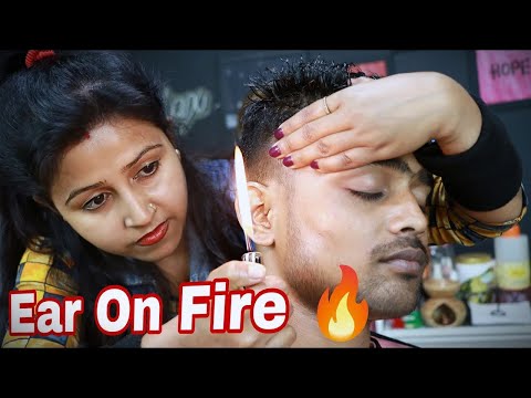 Fire Massage On Ear | Indian Lady Barber Chaitali 1 hr ASMR Head Massage Compilation