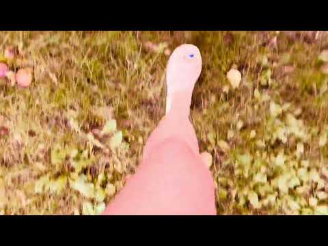 ASMR walking with blue toe nail polish