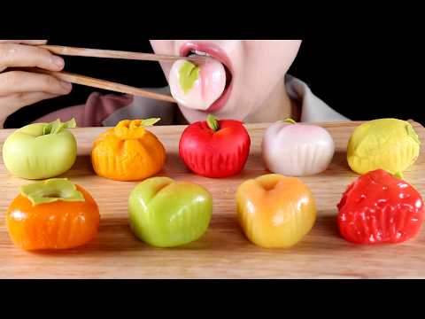 ASMR Fruit Rice Cake Confectionery (Wagashi/Hwagwaja) No Talking Eating Sounds Mukbang