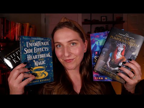 ASMR spooky book haul 🪦🥀📚 w/ crackling fireplace