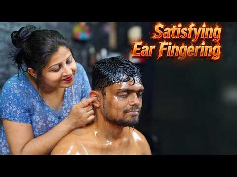 Chaitali's Magic Healing Touch | Heavy Oil Ear Fingering ASMR | Oily Head Massage By Lady Barber