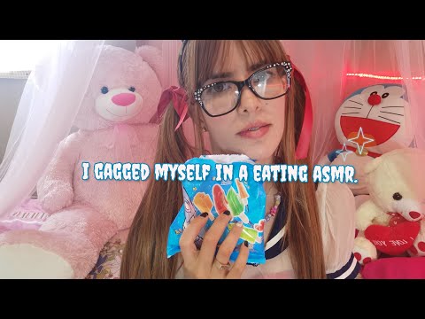 ASMR: Eating video ends in gag.