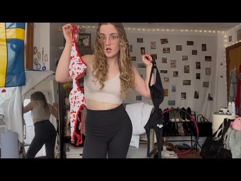 Try on Haul & Fabric Scratching ASMR leggings, jeans, bikinis: pack w/ me for CA (not) Hot &Bothered