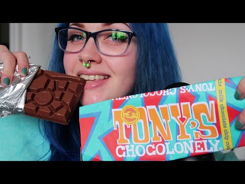 ASMR Tony’s Chocolonely Milk Chocolate Chip Cookie Bar (Eating Sounds)