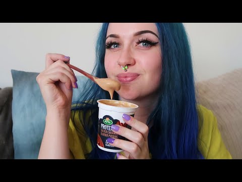 ASMR Protein Pudding Eating Sounds (& Tummy Gurgling 🤣🤦‍♀️)