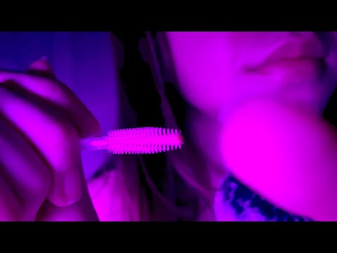 [ASMR - Whisper] Freckle Counting (mouth sounds + spoolie nibbling + inaudible counting)