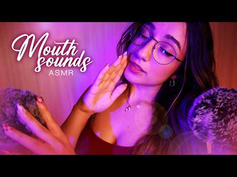 ASMR | Ear-to-Ear Mouth Sounds, Fluffy Mic Brushing & Whispers ❤️ (2 HOURS + black screen)