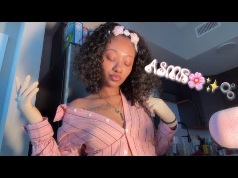 ASMR Scratching/ Playing with My Top and Pulling with Latex Gloves 🌸✨🫧