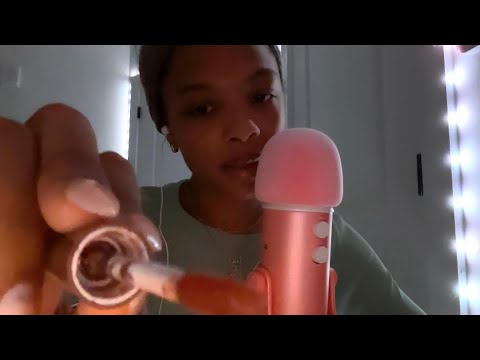 ASMR lip gloss application + mouth sounds + personal attention