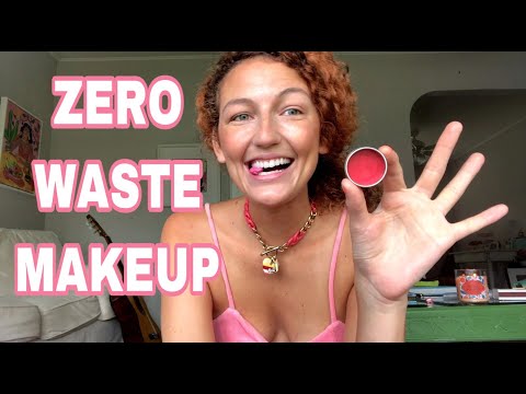 ASMR ~ GUM CHEWING | 💄♻️ZERO WASTE + SUSTAINABLE MAKEUP ROUTINE (dirty hippie cosmetics)! ♻️💄