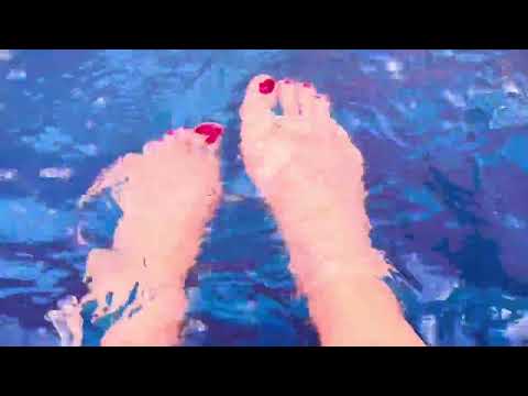 ASMR red toes in the pool sounds relaxing