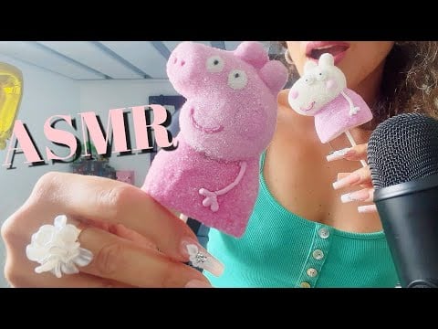 ASMR| Eating Peppa Pig Marshmallow Lollipop 🤪
