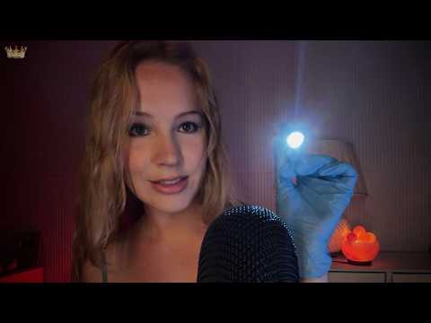 Dark ASMR | Sleepy face exam with light triggers (eyes closed, peripherals, & gloves)
