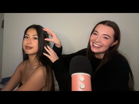 ASMR Hair Play & Back Scratching on My Friend 🤗| Scalp Massage & Soothing Sounds for Sleep