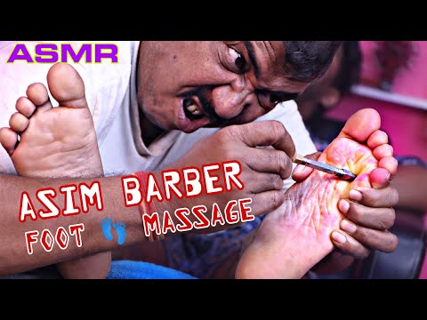 ASMR💈Asim Barber Foot👣Massage With Pin Pen tool | ASMR foot wash & Massage With Relaxing Tingles