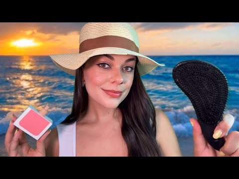 ASMR: Mexendo No Seu Cabelo Na Praia 🏖️ 💆🏻‍♀️(Escova E Cachos)