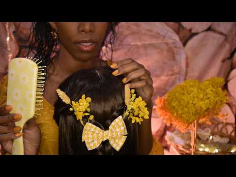 ASMR Detailed Hair Styling_Handmade Bridal flower HairPin _Extra Delicate Hair Fixing