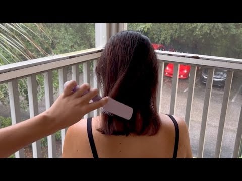 ASMR - Hair Brushing During Rain Storm - Real Rain Sounds