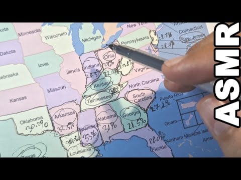 ASMR: U.S. States With the Laziest People [ ASMR map tracing & whispers ]