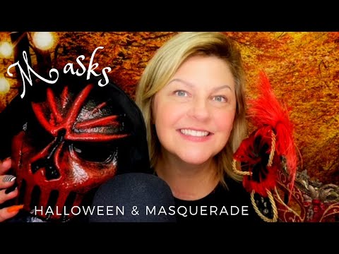 ASMR | Masquerade & Halloween MASKS | Tapping, Scratching & Wearing! 🎭🎃🦇