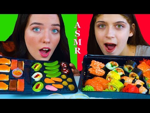 ASMR CANDY SUSHI VS REAL SUSHI CHALLENGE | EATING SOUNDS LILIBU