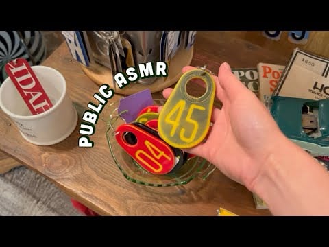 Public ASMR Walkthrough in a Vintage Market (soft spoken with camera tapping)